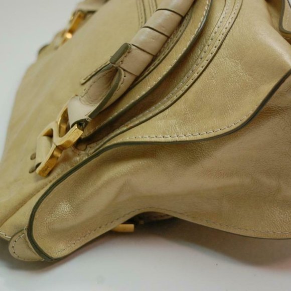 Auth Chloe Marcie Medium Shoulder Bag Leather Peal Gold - Picture 7 of 15